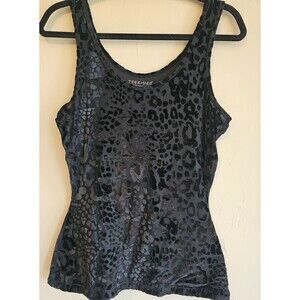 Y2K Teez-Her Women Black burn out velvet Tank Top Scoop Neck Sleeveless Shirt L